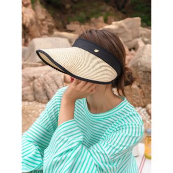 出游韓國編織女可折疊遮陽帽子