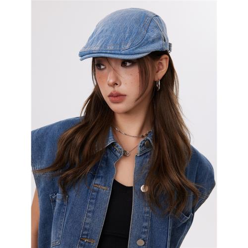 美式街頭復古辣妹牛仔前進帽子女英倫貝雷帽時尚畫家報童鴨舌帽男