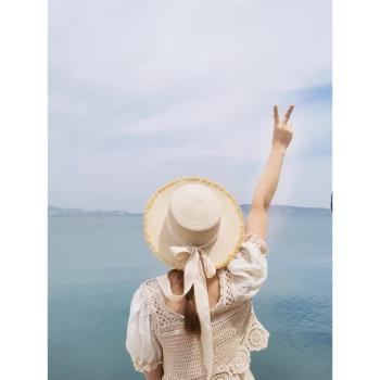 遮陽帽夏季法式女旅游拍照草帽