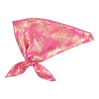 GLEE RAINBOW真絲貴族芭比粉金色亮絲花紋圖案鑲嵌實物超美 方巾