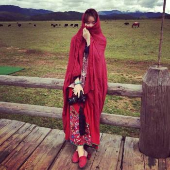 棉麻文藝沙漠旅游拍照春夏季圍巾