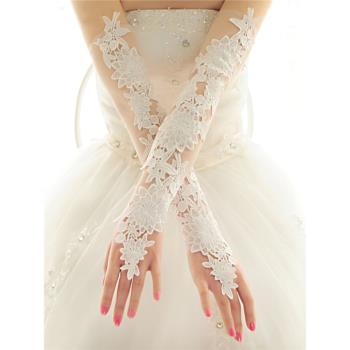 新娘婚紗手套蕾絲緞面加長款過肘拍照手套結婚春秋冬夏季保暖