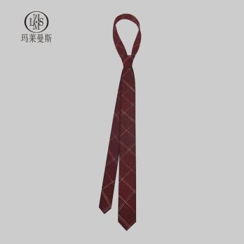 棉料手打時尚格子設計感窄款領帶