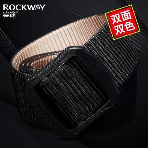 Rockway巖途 雙面帆布腰帶男休閑皮帶男士兩面雙色褲帶真尼龍腰帶