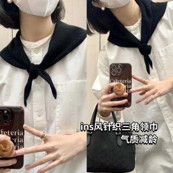 氣質減齡三角圍巾針織小披肩女秋冬季韓版百搭ins潮打結搭肩外搭