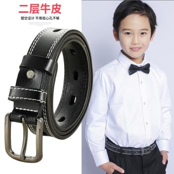 黑色兒童中學生禮服演出真皮皮帶