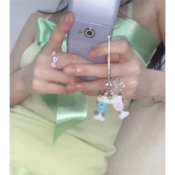 Soda Phone String韓國水晶串珠蘇打水手機鏈掛件鑰匙扣手帳裝飾
