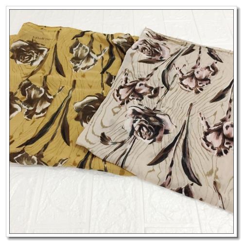 7173圍巾絲巾圍脖真絲桑蠶絲綢喬其32*140土黃手工卷邊尾貨