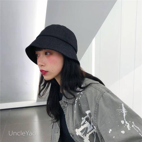 姚叔叔/自留好版型！顯臉小好戴圓頂短檐牛仔漁夫帽丹寧盆帽子女