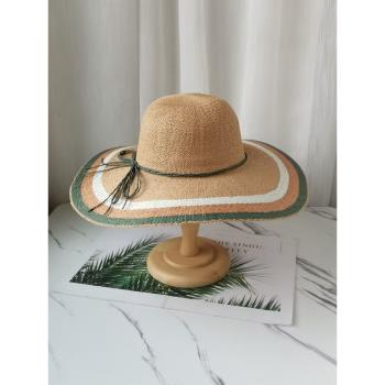 草帽女夏季遮陽帽圓頂寬檐草編帽出游海邊沙灘防曬帽
