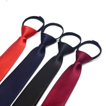 LRZYOU男女學生韓版5CM畢業團體合唱校服易拉得拉鏈窄領帶黑紅色