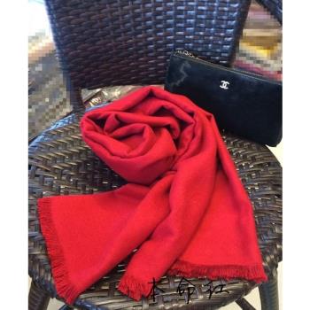 冬季會議大紅色保暖披肩兩用圍巾