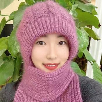 女圍巾一體風雪秋冬季松鼠帽子