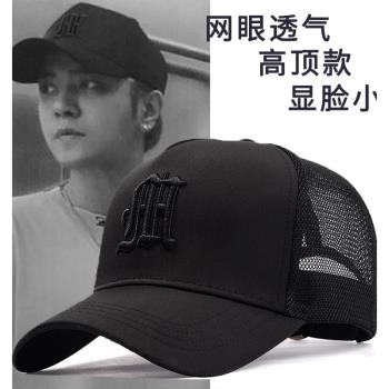 夏季高頂大頭圍網眼透氣男帽子