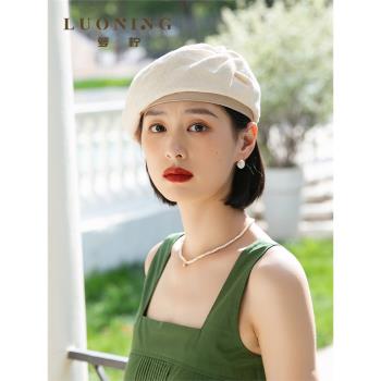 女夏季韓版棉麻清新褶皺貝雷帽