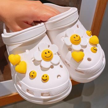 小清新crocs洞洞鞋配飾diy材料鞋花可愛立體笑臉花朵愛心鞋扣飾品