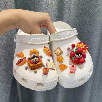 適配crocs洞洞鞋鞋花草莓貓咪蛋糕立體可通可愛仿真食物鞋扣配飾