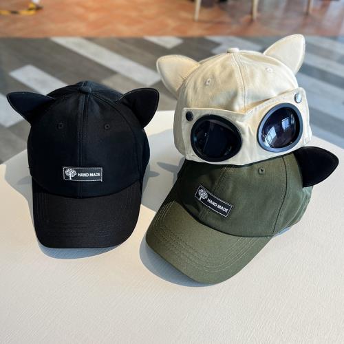 韓版ins可愛貓耳朵棒球帽男女飛行員眼鏡帽子個性時尚墨鏡鴨舌帽