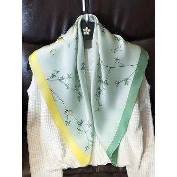 春秋韓國ins粉色真絲小絲巾中方巾100%桑蠶絲裝飾領巾緞面百搭
