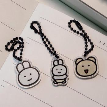 韓國ins同款fommy小熊面包兔子亞克力鑰匙扣背包掛件耳機殼掛飾鏈