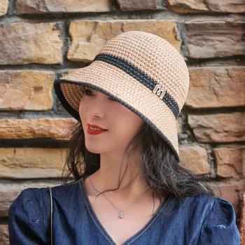 帽子女款2023新款夏季時尚可折疊防曬漁夫帽女士遮陽盆帽太陽涼帽