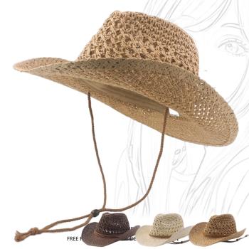 草帽復古女夏季戶外遮太陽帽子