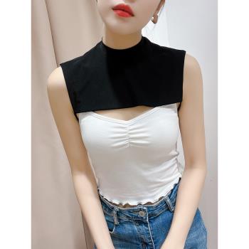 網紗假領子女秋冬時尚搭配毛衣內搭半截短款百搭假衣領裝飾半高領