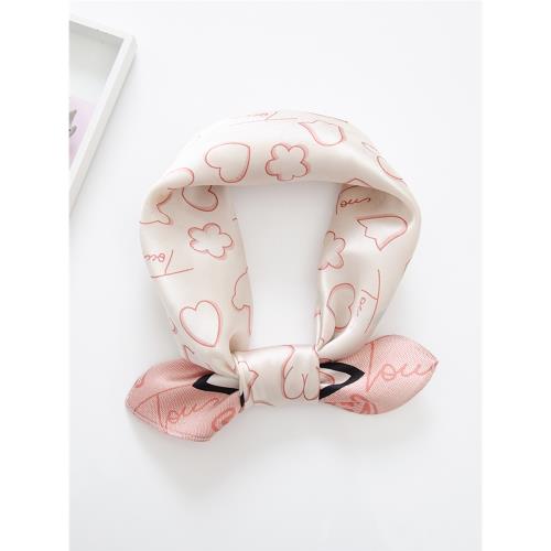 小清新真絲絲巾桑蠶絲小方巾薄春秋季圍巾百搭可愛韓國裝飾領巾女