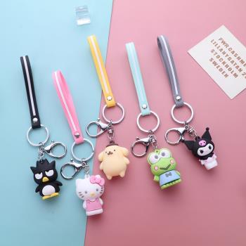 日韓卡通粉貓鑰匙扣 軟膠掛件情侶鑰匙鏈 創意禮品公仔包包小禮品