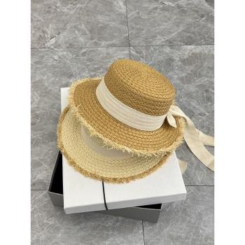 草編帽子女夏季素顏遮臉遮陽防曬太陽帽韓系帶子毛絮時尚小眾草帽