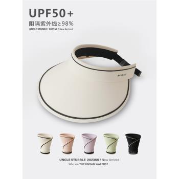 UPF50+冰絲太陽帽女生夏天戶外旅遊騎車遮陽空頂帽大帽簷防曬帽子