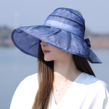 遮陽帽女款春夏戶外可折疊太陽帽