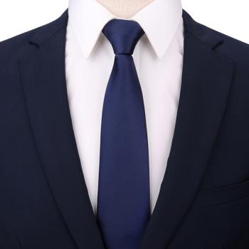 藏藍光面商務8cm方便拉鏈領帶