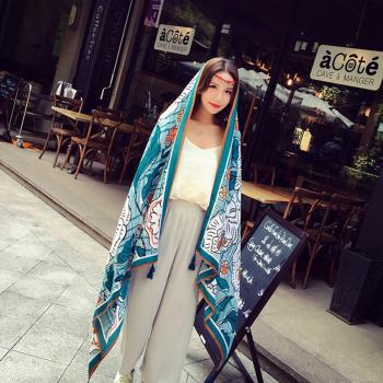 夏民族風泰國旅游女海灘棉麻圍巾