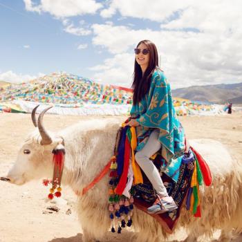 西藏旅游厚款棉麻民族風開叉披肩