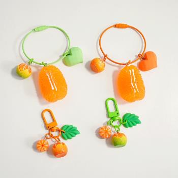 仿真食玩橙子水果鑰匙扣包掛件