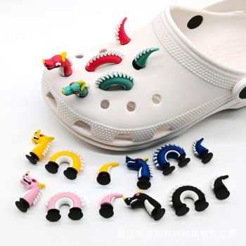 新款3D立體鞋花洞洞鞋鞋扣配件飾品適配于crocs龍鱷魚美人魚眼鏡