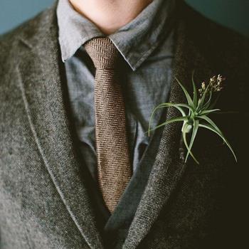 意式羊毛混紡休閑復古格紋領帶