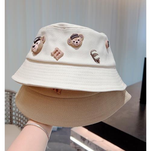 韓系小熊牛仔棉男女童平頂帽春夏春游遮陽帽兒童布帽太陽帽遮陽帽