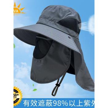 日本夏季戶外遮臉護頸男女大檐帽