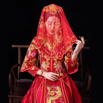 復古刺繡高檔中式婚禮新娘紅蓋頭