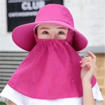 遮臉可拆卸防護女戶外夏季太陽帽