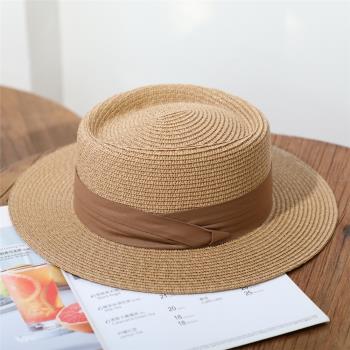 夏法式女沙灘度假巴拿馬平沿帽子