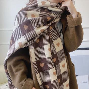 2022 winter warm scarf women plaid thick cashmere shawl 圍巾