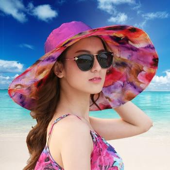 遮陽帽女夏天大沿可折疊海邊帽子
