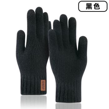 雙層保暖毛線針織五指觸屏女手套