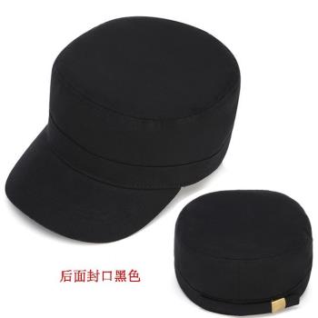 春秋季素款高品質全黑帽平頂帽休閑帽女帽大號男帽子小頭圍帽