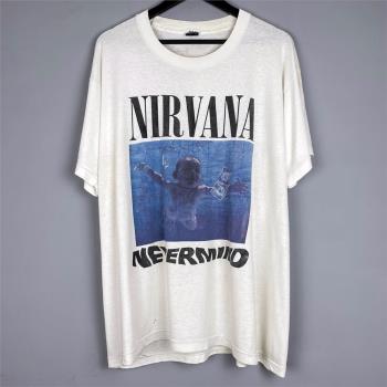 涅槃樂隊Nirvana搖滾潮流歐美寬松vintage美式復古重磅短袖T恤