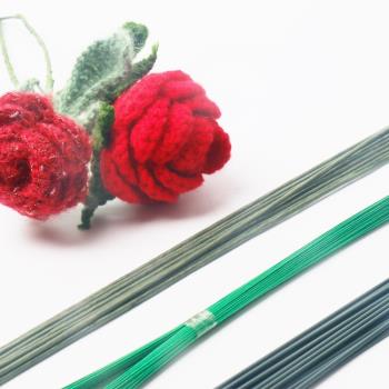 手工DIY玫瑰花康乃馨材料/花桿/花枝/綠鐵絲膠包鐵絲膠包紙包花桿