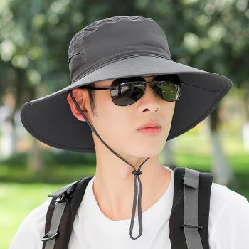 帽子男士夏季防曬遮陽帽太陽帽釣魚男款漁夫帽速干紫外線戶外草帽